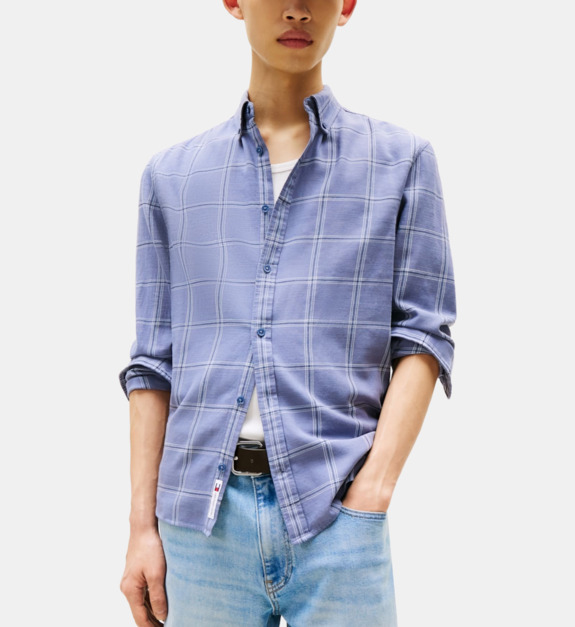 Chemise droite à carreaux