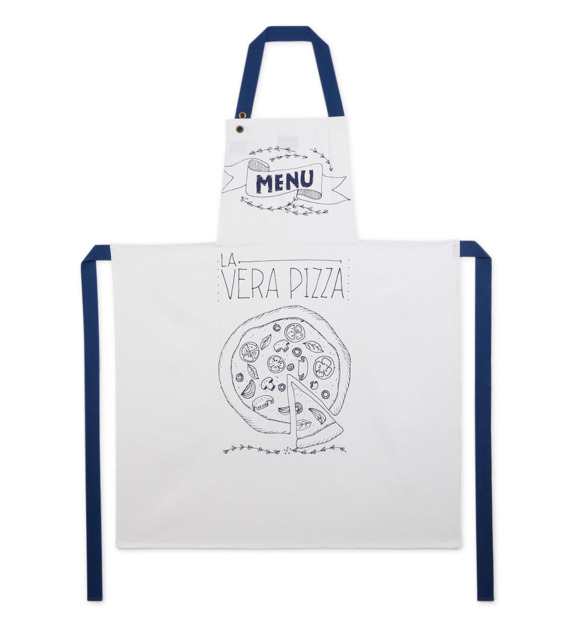 absolument maison - Tablier de cuisine Vegan Pizza coton - Blanc