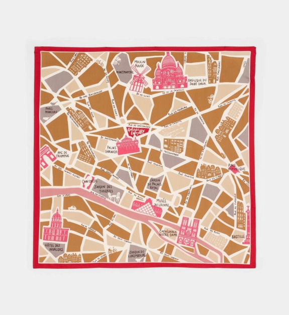 galeries lafayette - Carré Franny en soie - Beige