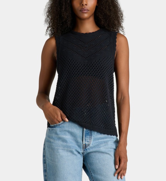 levi's - Top crochet Adrienne sans manches en coton - Noir