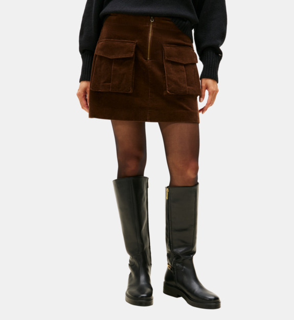 Minjupe trapèze en velours côtelé