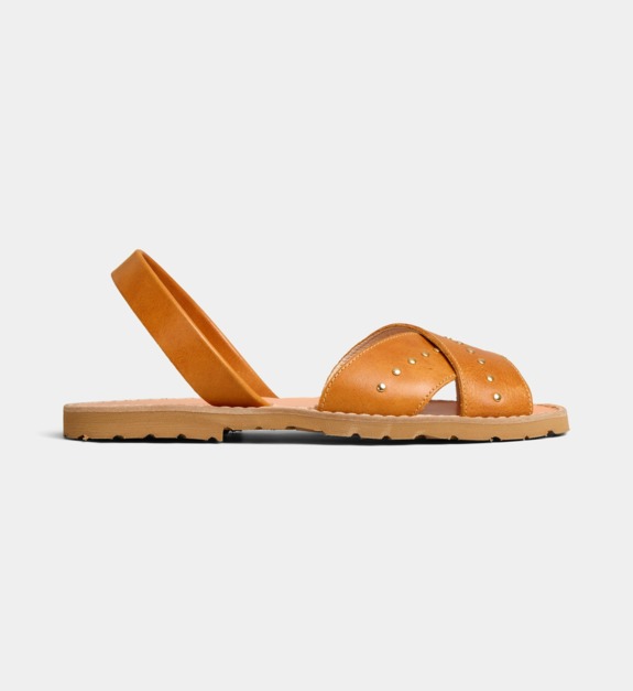 minorquines - Sandales plates Avarca cuir - Marron