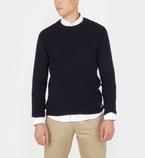 Pull Marin Héritage ajusté en laine côtelée