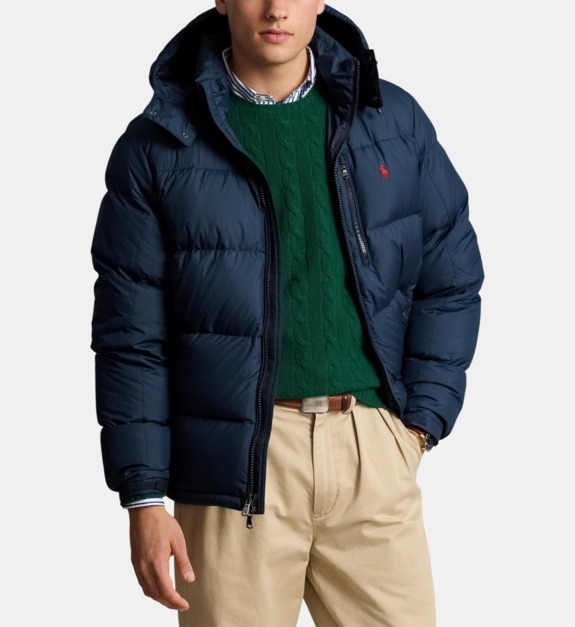 polo ralph lauren - Doudoune droite effet matelassé capuche - Bleu