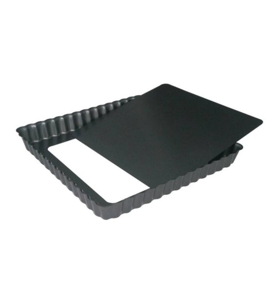 Moule à tarte carrée cannelé acier revêtu D23 x H2.7 cm