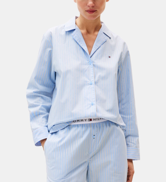 Chemise ample de pyjama en coton à rayures