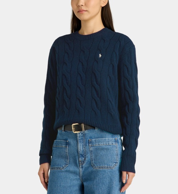 polo ralph lauren - Pull en laine câbles - Bleu