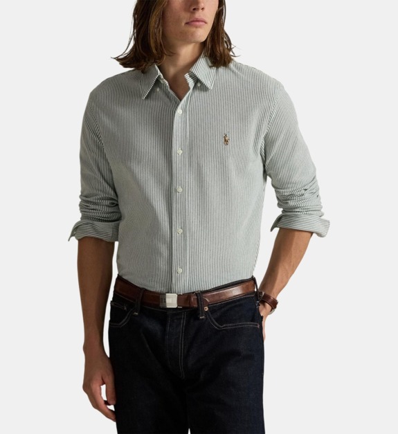 Chemise droite rayée en coton