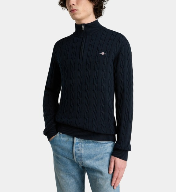 Pull camionneur droit en maille câble de coton