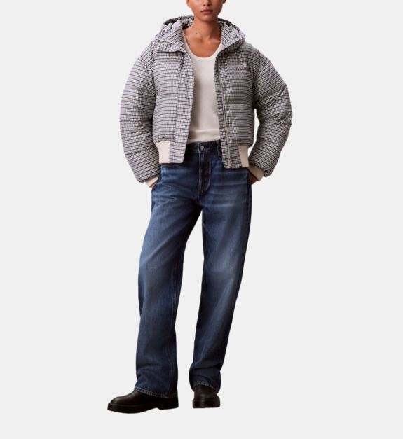 calvin klein jeans - Doudoune à capuche matelassée courte motif carreaux signature - Multicolore