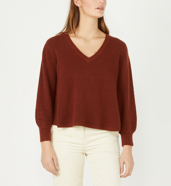 see u soon - Pull contenant de la laine d'alpaga - Marron