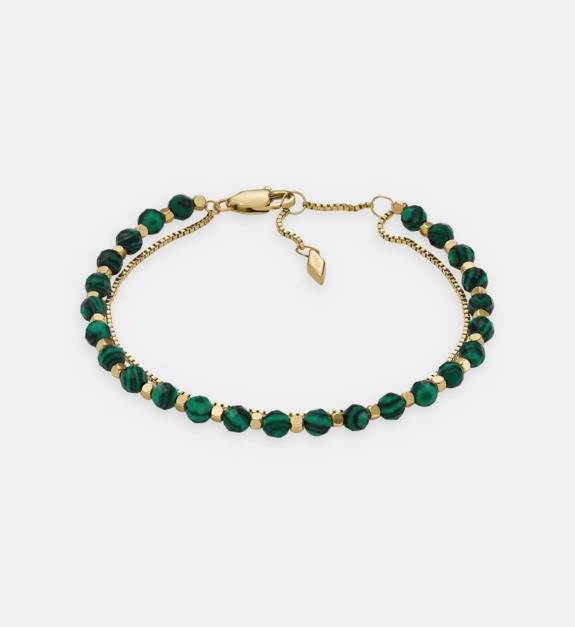 Bracelet double rang chaîne et perles - vue 2