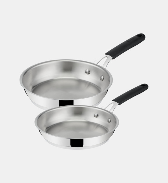 lagostina - Tempra - Lot de 2 poêles - Ø24 et 28 cm - Tempra - Inox - Gris