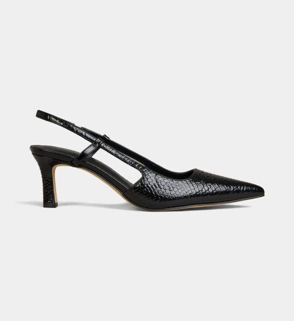 michael kors - Escarpins slingback Alora en cuir verni façon python - Noir