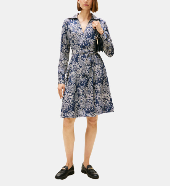 tommy hilfiger - Robe cintrée longueur genou à motif cachemire - Bleu