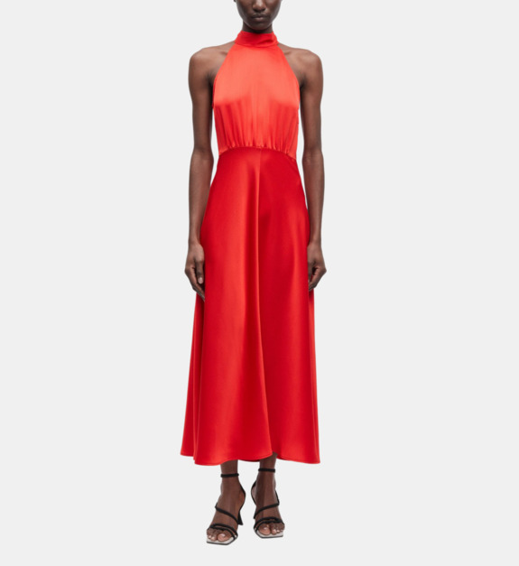 samsoe samsoe - Robe Rheo fluide col américain - Rouge