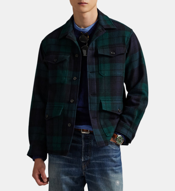 polo ralph lauren - Chemise carreaux en laine - Vert