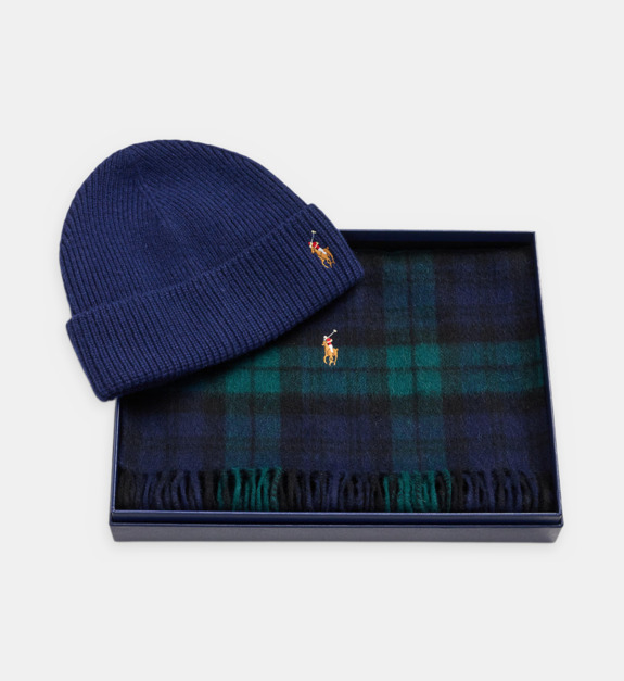 polo ralph lauren - Coffret écharpe et bonnet signature - Bleu