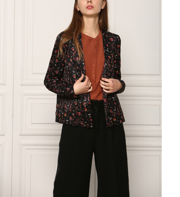 see u soon - Veste fluide façon blazer imprimé fleuri - Noir