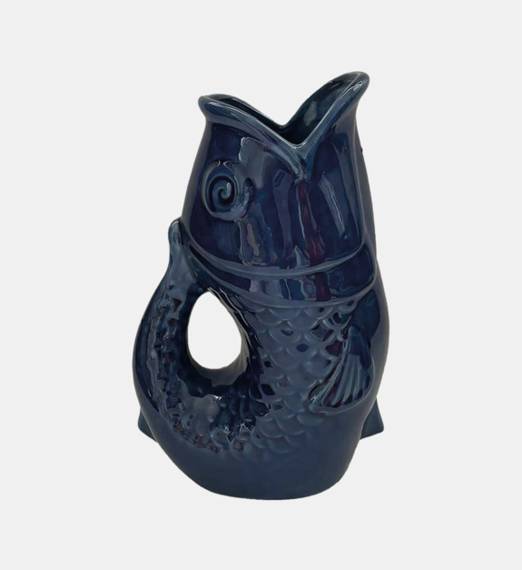 cristal d'arques - Vase Poisson - H25 cm - Bleu foncé - Bleu