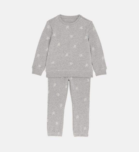 calvin klein - Ensemble sweat et jogging logotypé coton mixte - Gris