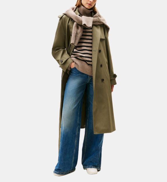 tommy hilfiger - Trench mi-long coton - Vert