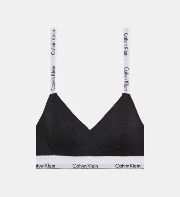 calvin klein - Bralette griffée en coton mélangé - Noir