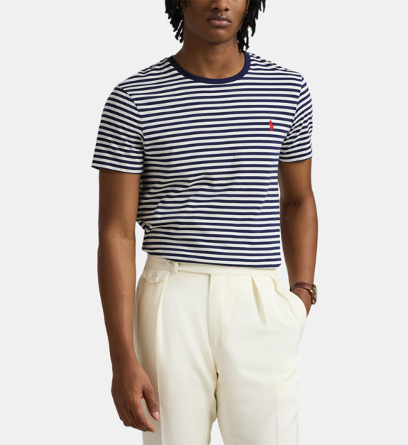 polo ralph lauren - T-shirt marinière droit en coton - Blanc