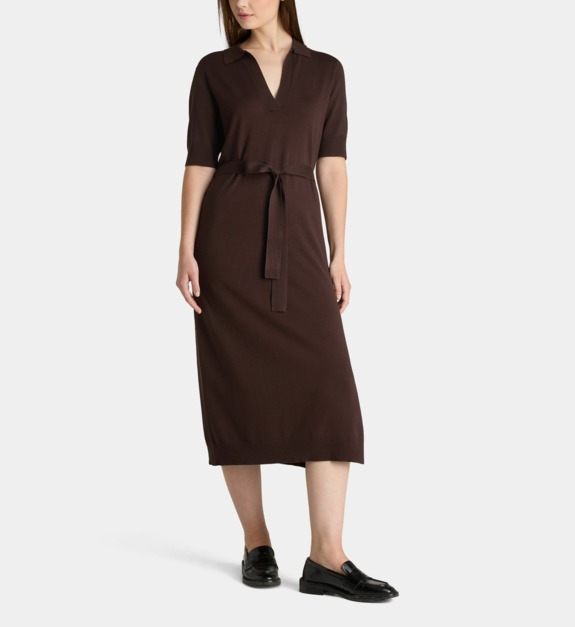 galeries lafayette - Robe Nya Polo Dress droite mi-longue - Marron