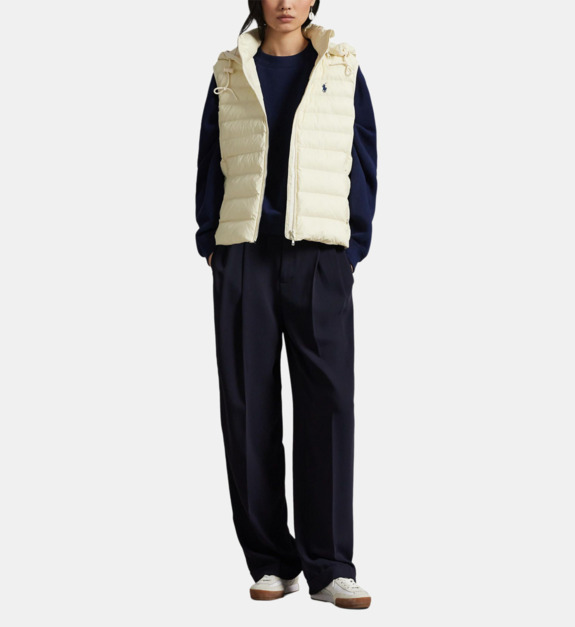 polo ralph lauren - Doudoune sans manche matelassée à capuche en nylon - Beige