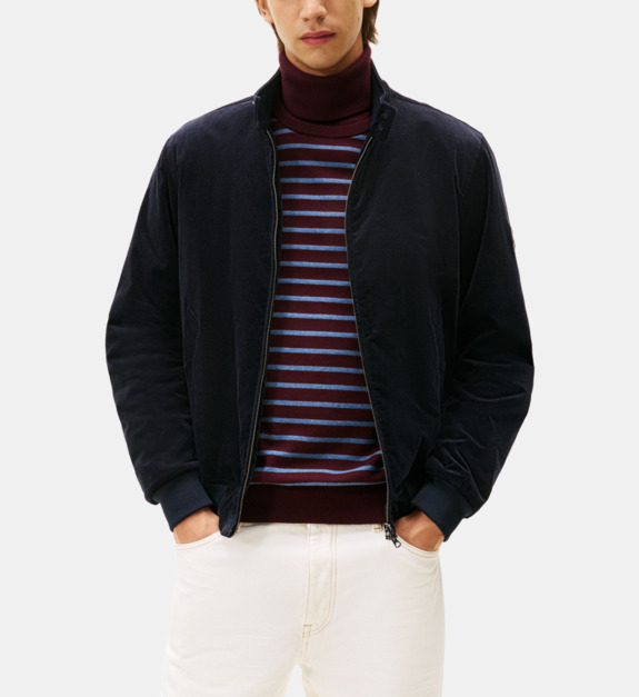 Veste droite en coton fermeture zippée