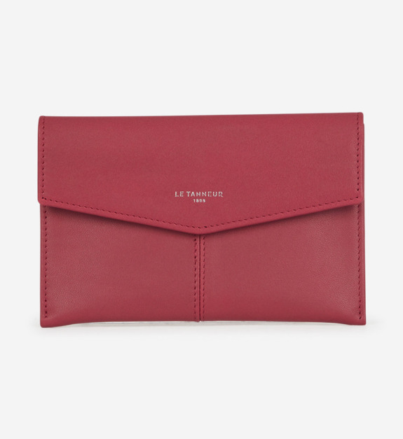 le tanneur - Pochette enveloppe moyen modèle Charlotte en cuir lisse - Rouge