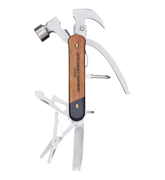 gentlemen's hardware - Marteau mutlti-outils en acier et bois 11-en-1 - Gris