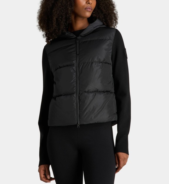 canada goose - Doudoune ajustée Hybridge capuche bi matière - Noir