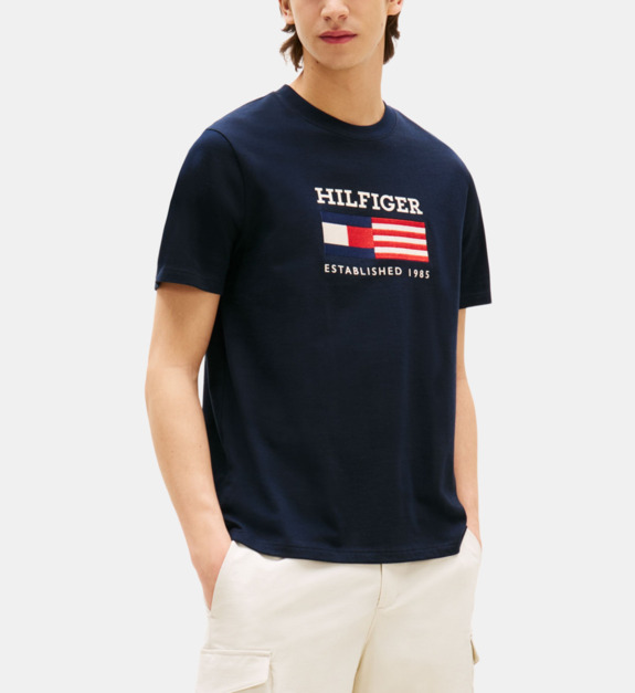 T shirt droit coton signature drapeau - vue 2