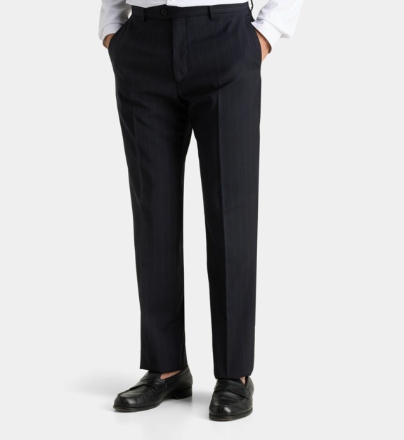 comptoir gl - Pantalon de costume Vinci rayé droit en laine - Bleu