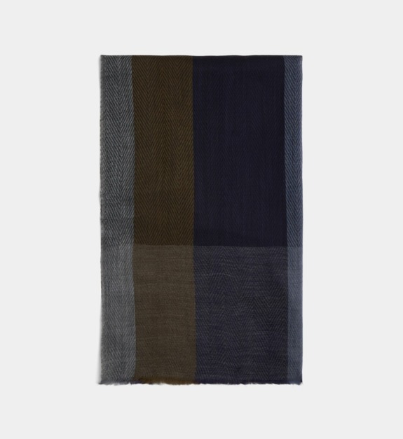 galeries lafayette - Écharpe Medhi à carreaux en laine - Bleu