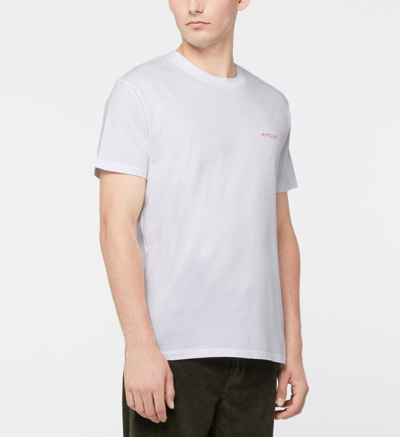 T shirt ajusté uni message brodé coton bio