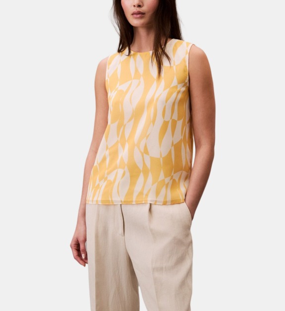 Top fluide sans manches imprimé géométrique