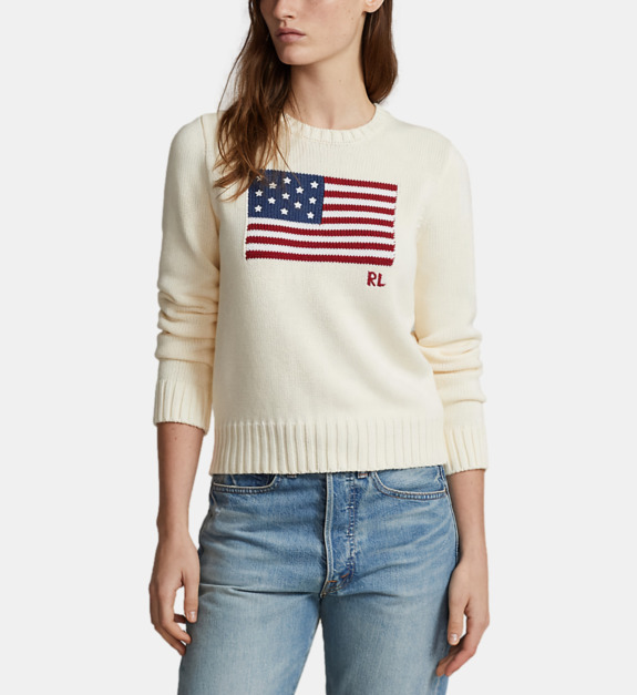 Vêtements Polo Ralph Lauren Pull drapeau à col rond en coton pour Accessoires - vue 4