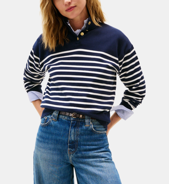Pull en coton rayé col camionneur