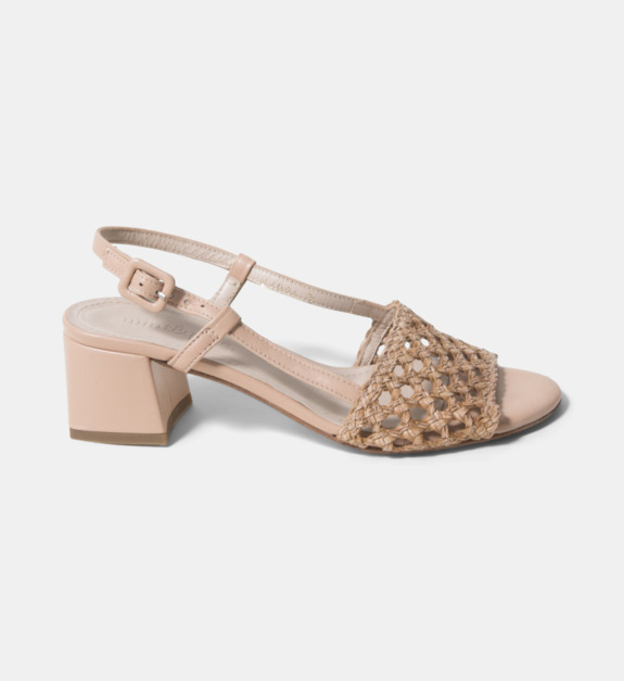 mint & rose - Sandales à talons Romy cannage cuir - Beige