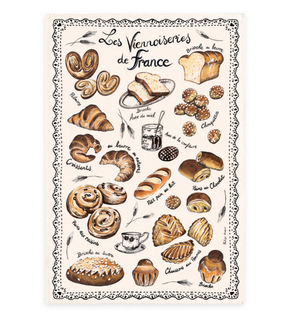winkler - Torchon Les Viennoiseries Françaises - Beige