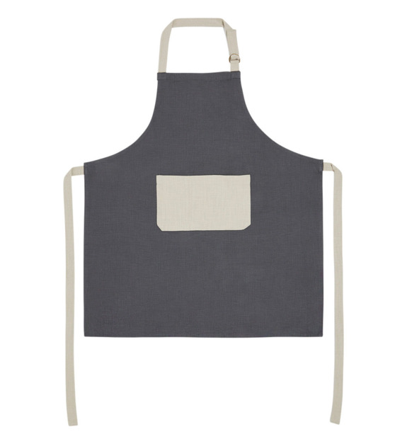 absolument maison - Tablier de cuisine Raja coton 80 x 90 cm - Gris