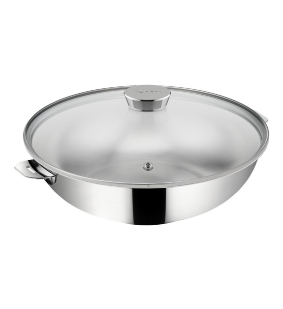LAGOSTINA Wok Saltapasta 26 cm inox + couvercle Salvaspazio+ - vue 2
