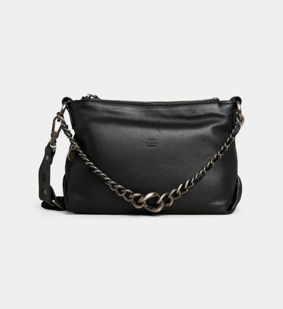 mila louise - Sac bandoulière Noeli en cuir - Noir