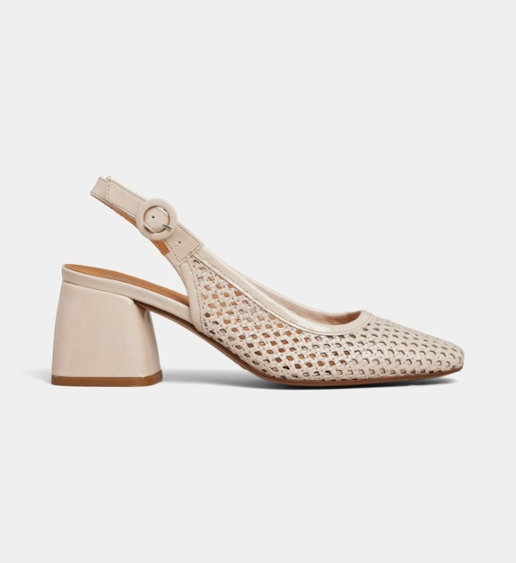 galeries lafayette - Escarpins slingback Sofia cuir tressé ajouré - Beige