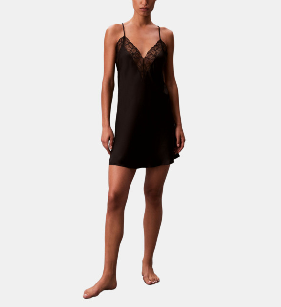 calvin klein - Nuisette Black Floral Lace fluide détails en dentelle - Noir