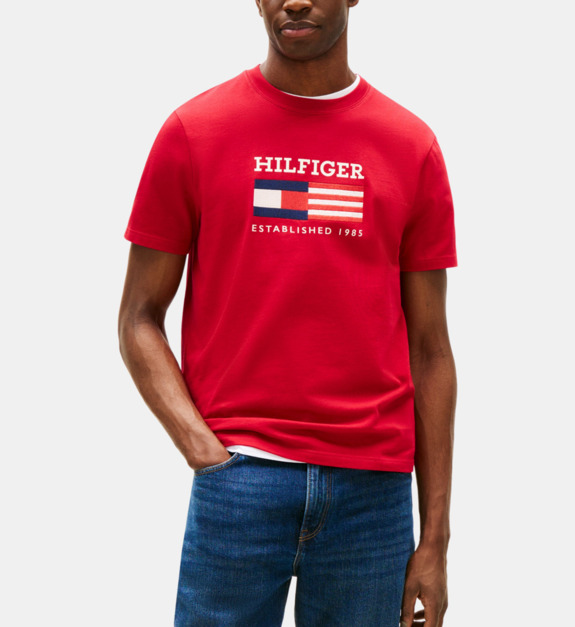 T shirt droit coton signature drapeau - vue 3