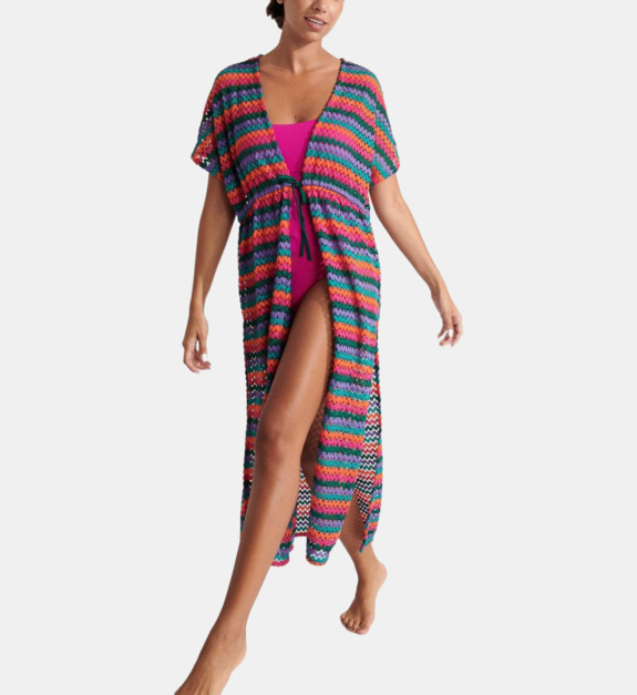 livia - FIGUERAL - Kimono de plage rayé Lizae - Rose